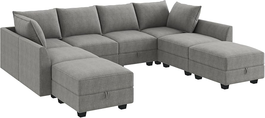 Amazon｜HONBAY モジュラーソファ 収納付き U字型セクショナルソファ